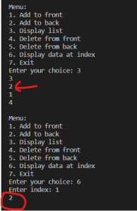 Contoh Program Double Linked List dengan python display index