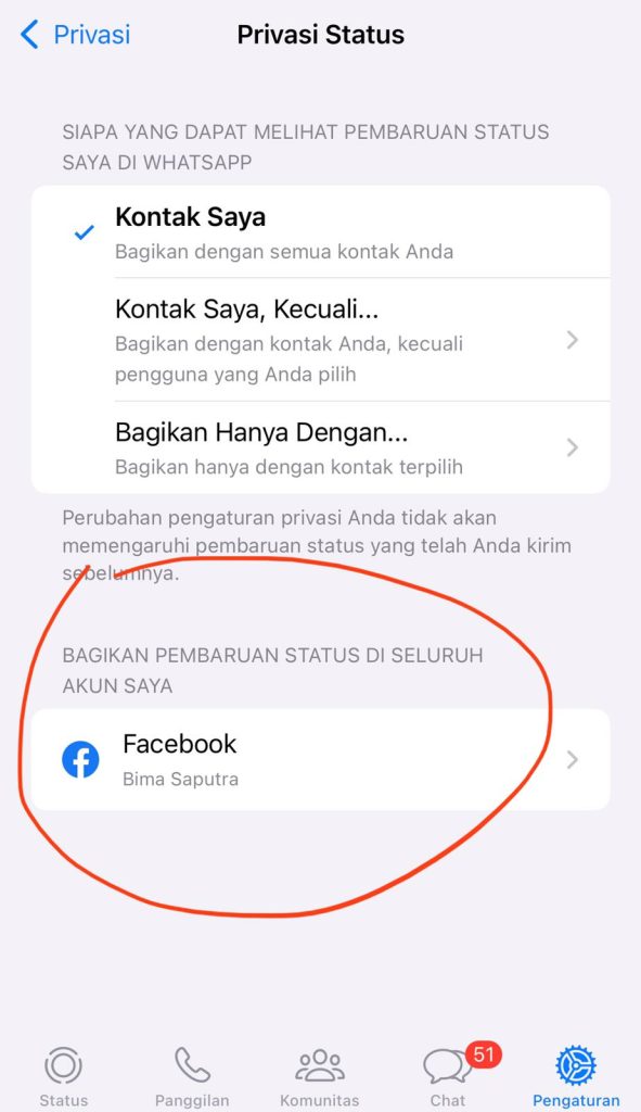 Cara Agar Story WhatsApp Sinkron ke Facebook